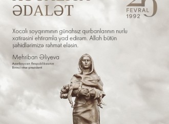 Birinci vitse-prezident Mehriban Əliyeva Xocalı soyqırımının 33-cü ildönümü ilə bağlı paylaşım edib