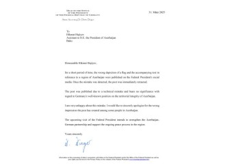 Almaniya Prezidenti Administrasiyası Azərbaycan tərəfinə üzrxahlıq edib