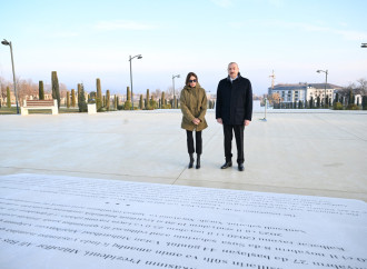 Prezident İlham Əliyev və Birinci xanım Mehriban Əliyeva Xankəndi şəhərində Zəfər parkının açılışında iştirak ediblər
