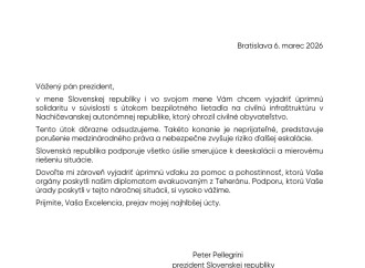 Prezident İlham Əliyev göstərdiyi dəstəyə və həmrəyliyə görə Slovakiya Prezidentinə təşəkkür edib