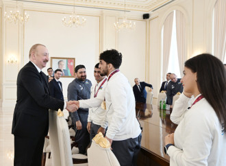 Prezident İlham Əliyev Avropa çempionatında komanda hesabında çempion olan güləşçiləri qəbul edib