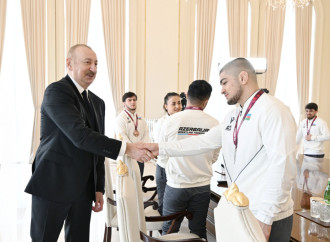 Prezident İlham Əliyev Avropa çempionatında komanda hesabında çempion olan güləşçiləri qəbul edib