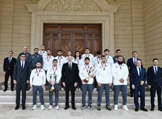 Prezident İlham Əliyev Avropa çempionatında komanda hesabında çempion olan güləşçiləri qəbul edib