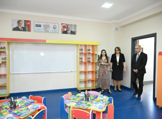 Leyla Əliyeva Yevlaxda məktəb binasının açılışında iştirak edib