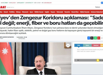 Prezident İlham Əliyevin Zəngəzur dəhlizi ilə bağlı fikirləri Türkiyə mediasının diqqət mərkəzindədir