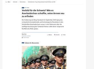 Azərbaycan Silahlı Qüvvələrinin texnoloji inqilabı İsveçrə ordusu üçün nümunə ola bilər - Aargauer Zeitung